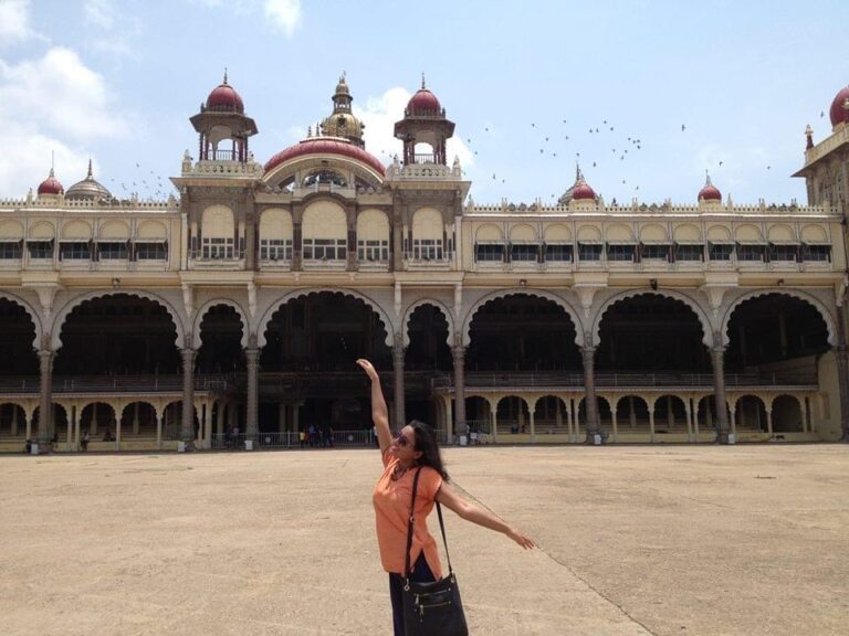 Aanika Dancing in front of Mysuru (Mysore) Palace in Mysore, Karnataka, South India.